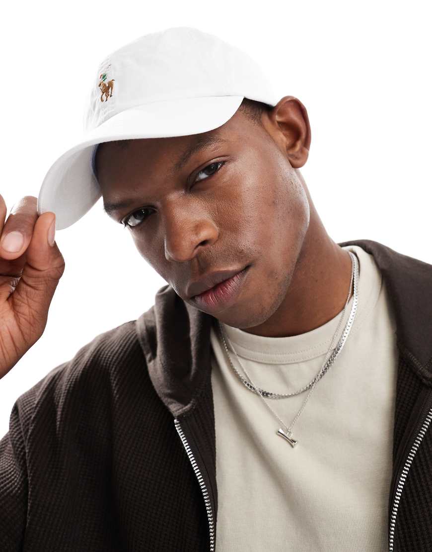 Polo Ralph Lauren - Twill-Baseballkappe in Wollweiß mit bunten Markenlogos