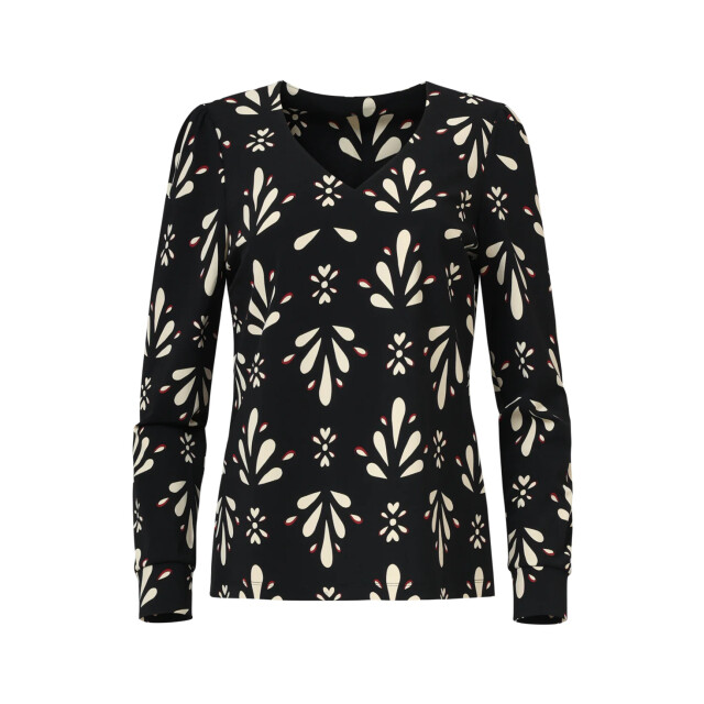 Smashed Lemon Zwart en wit getailleerde top met ornamentaal print in travelkwaliteit |