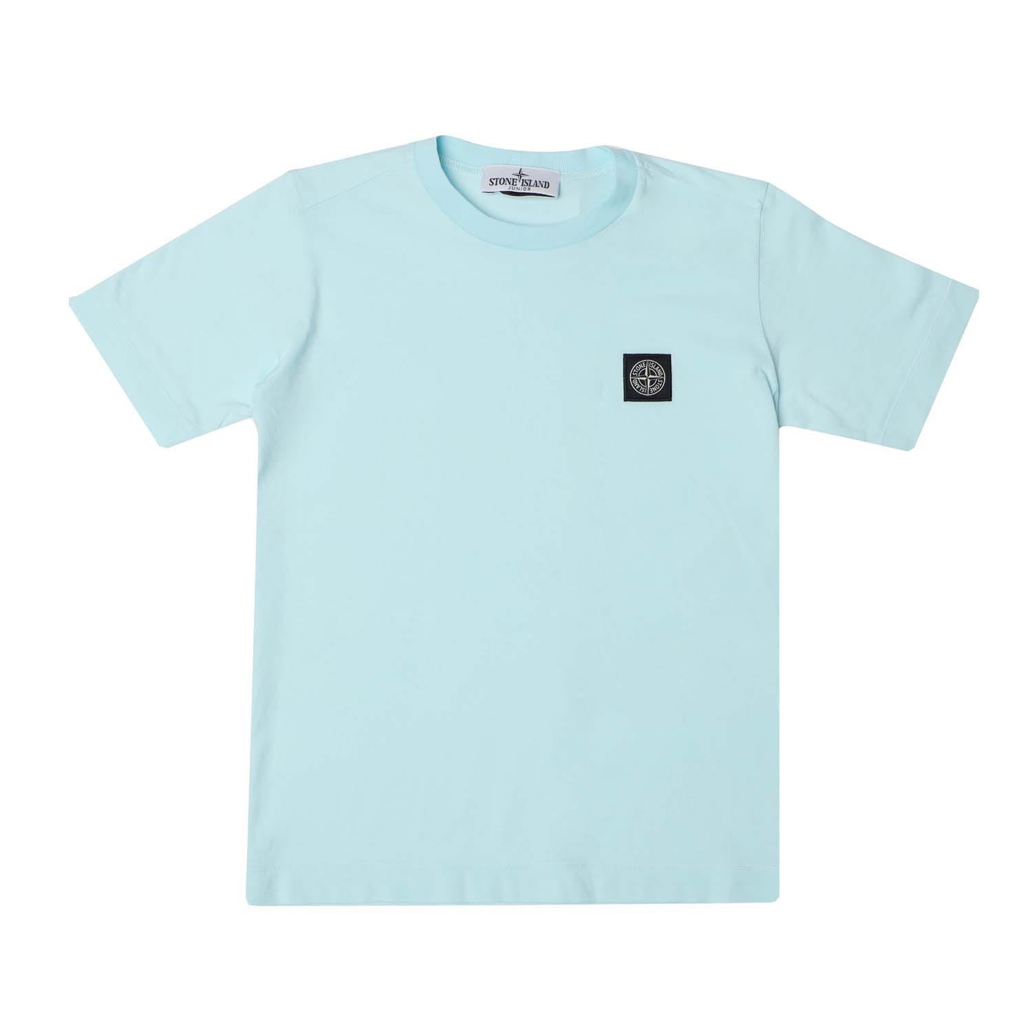 Stone Island Juniors 30/1 Katoenen Jersey T-shirt voor jongens in lichtblauw