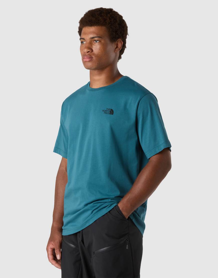 The North Face - M Mountain - Relaxed-Fit-T-Shirt in Space/TNF-Schwarz mit Skizzenprint-Blau