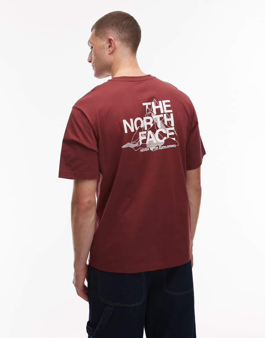 The North Face - Mountain Sketch - Oversize-T-Shirt in Burgunderrot mit Rückenprint