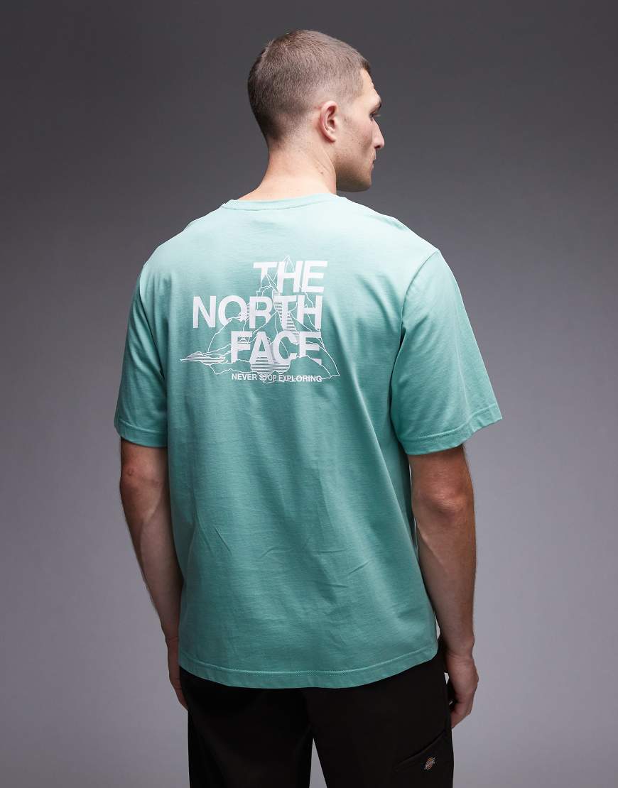 The North Face - Mountain Sketch - Oversize-T-Shirt in Grün mit Rückenprint