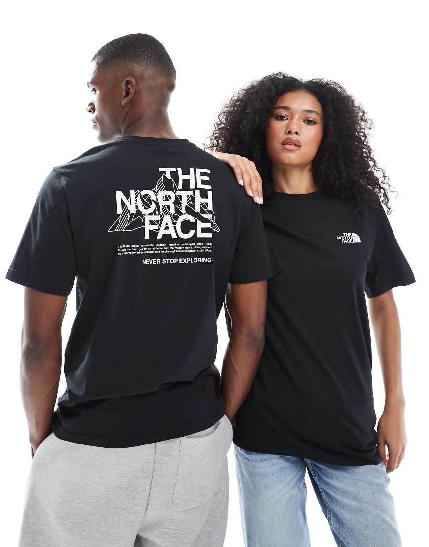 The North Face - Mountain Sketch - Unisex-T-Shirt in Schwarz mit Rückenprint