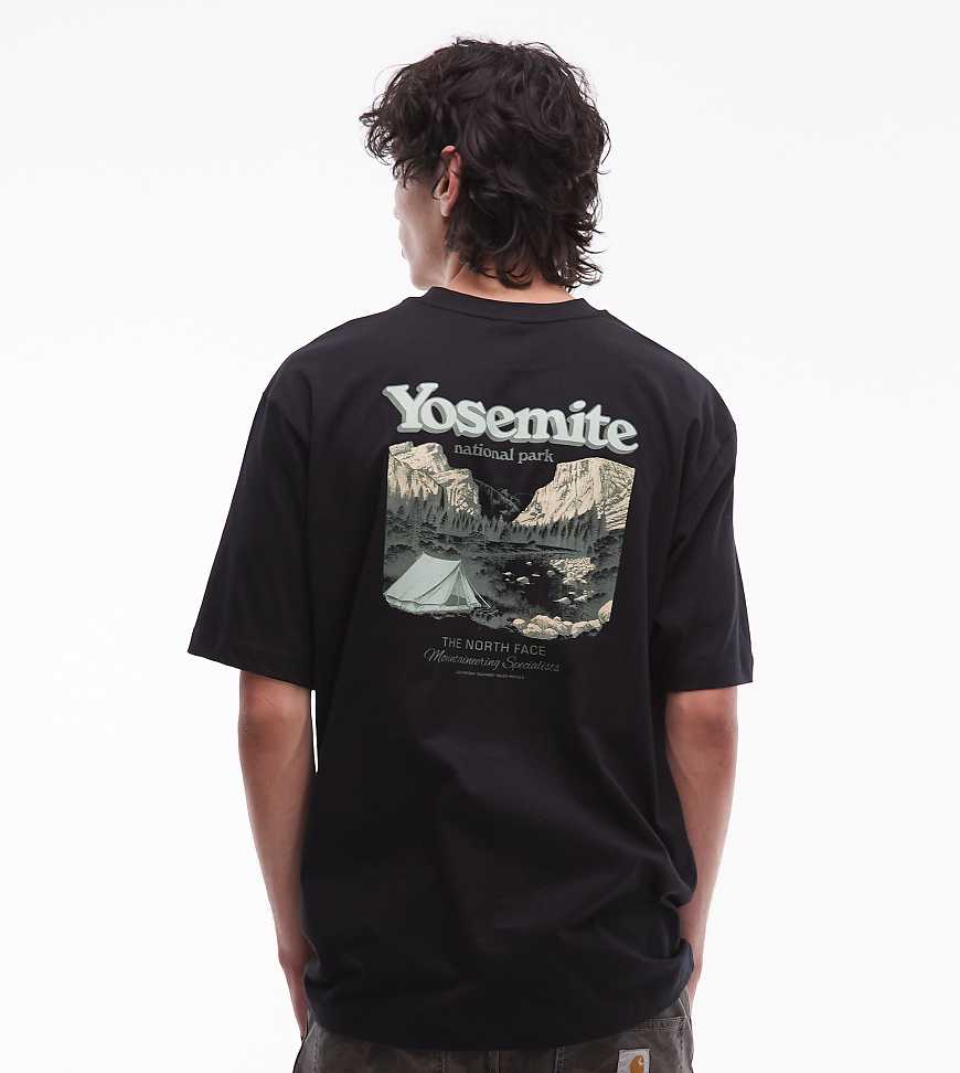 The North Face - Oversize-T-Shirt in Schwarz mit Yosemite-Postkarten-Rückenprint
