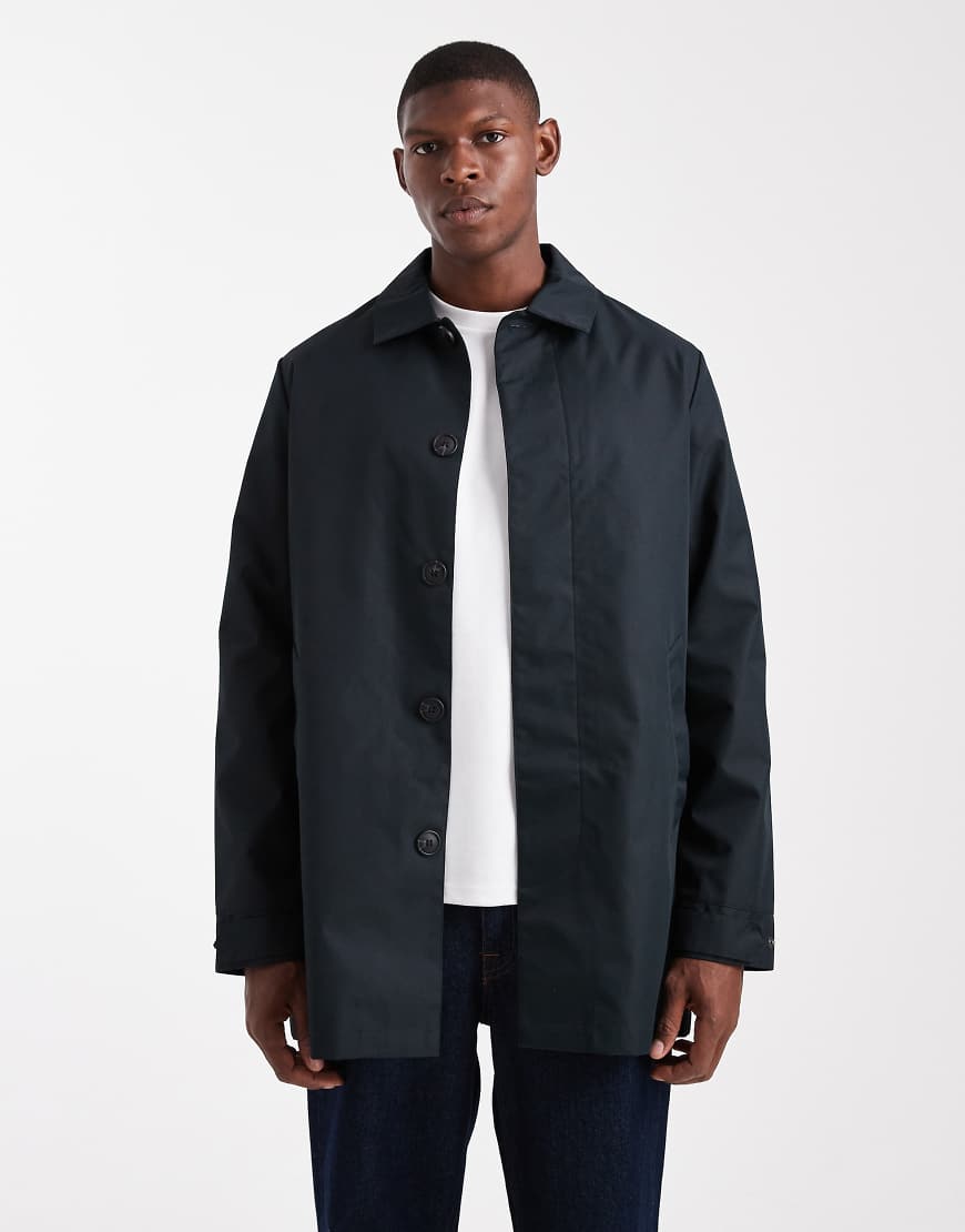 Threadbare - Kurzer Trenchcoat in Marineblau mit Knopfleiste