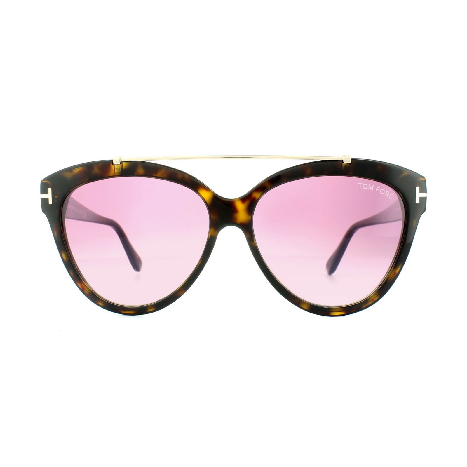 Tom Ford Zonnebril 0518 Livia 52Z Donker Havana Verloop Mirror Violet