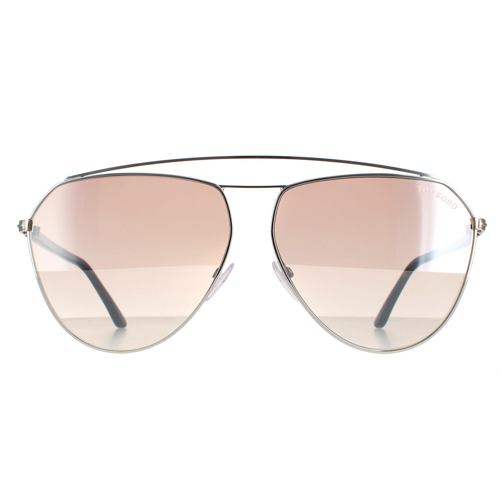 Tom Ford zonnebril Binx FT0681 16G Silver Havana Brown Silver Gradient Mirror
