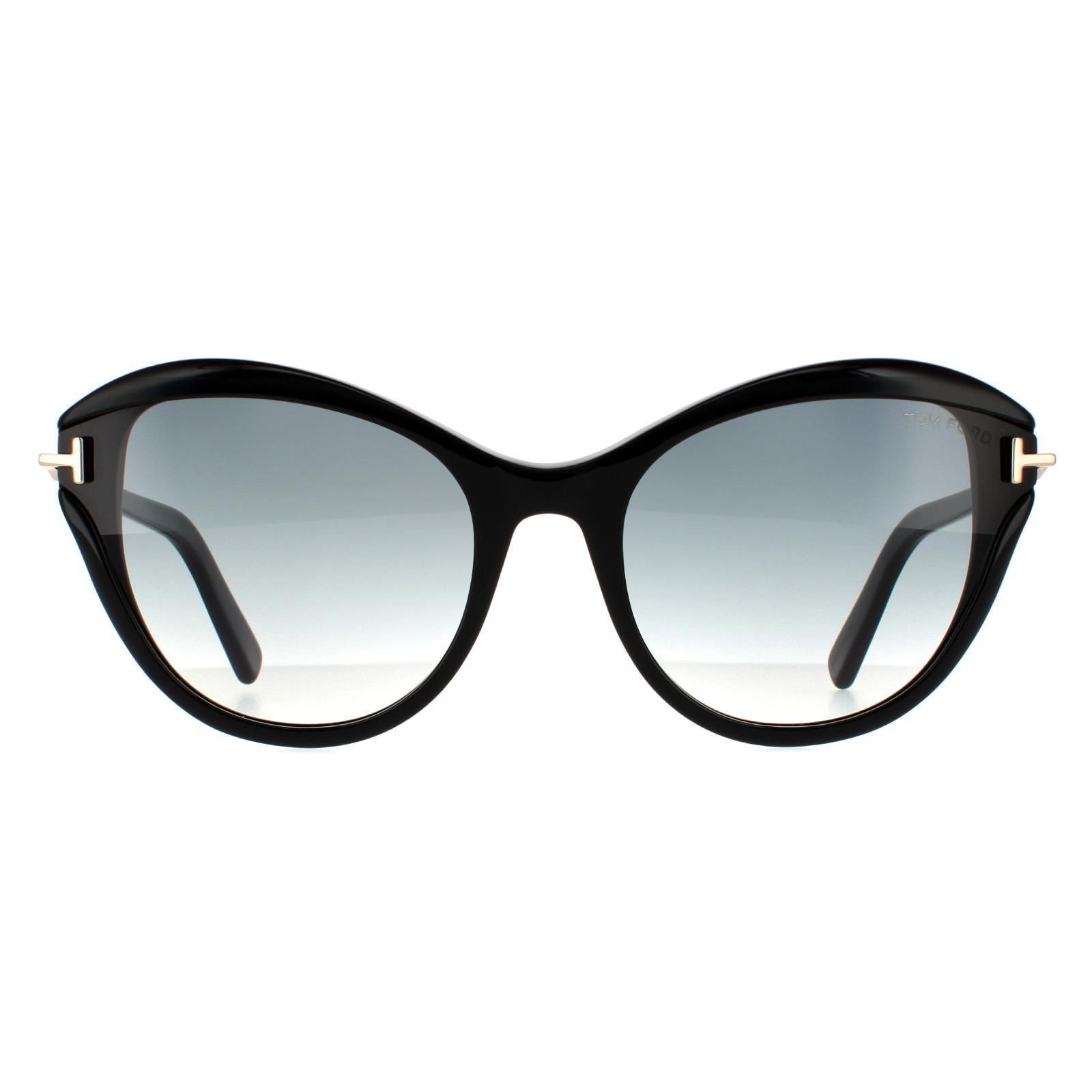 Tom Ford zonnebril Leigh FT0850 01B Shiny Black Smoke Gradiënt