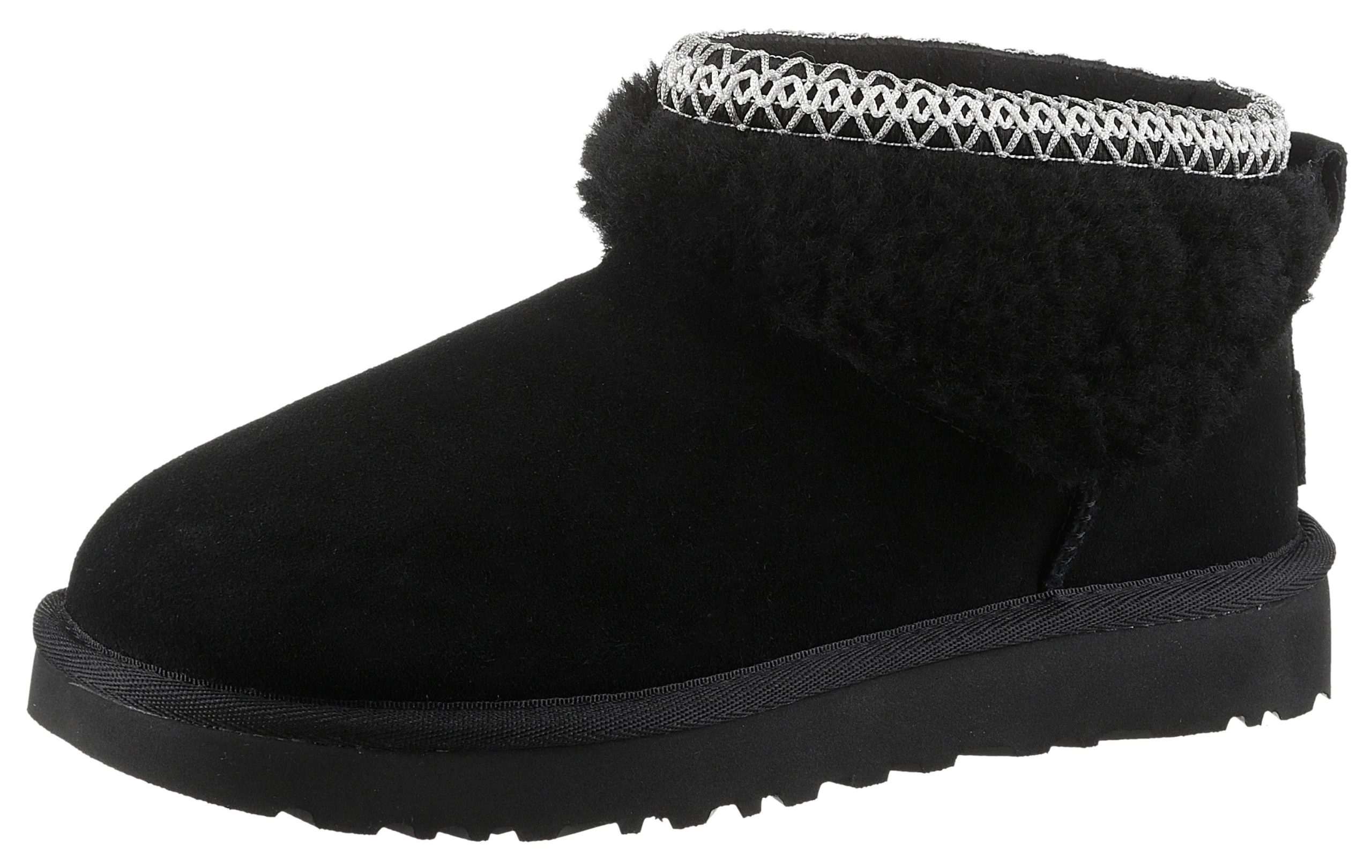 UGG Boots zonder sluiting CLASSIC ULTRA MINI MAXI CURLY winterlaarzen, snowboots met etnische textielband aan de schacht