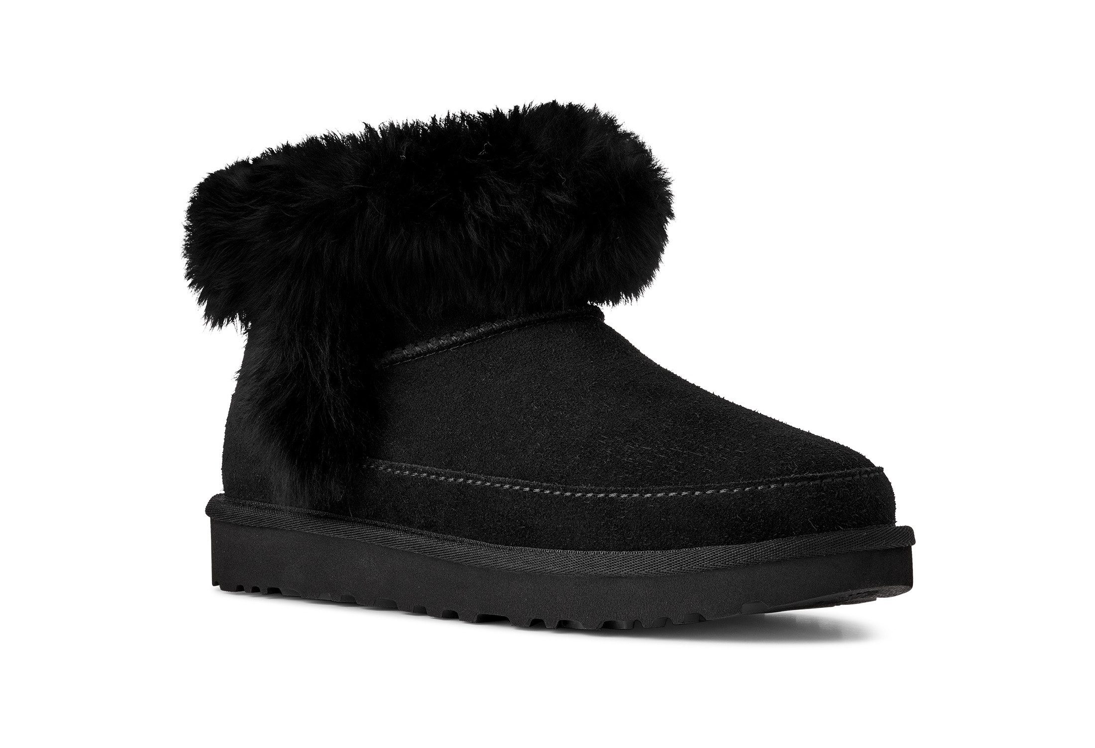 UGG Winterlaarzen Classic Ultra Mini Chalet Enkellaarsjes, instaplaarzen met modieuze schapenvacht versiering