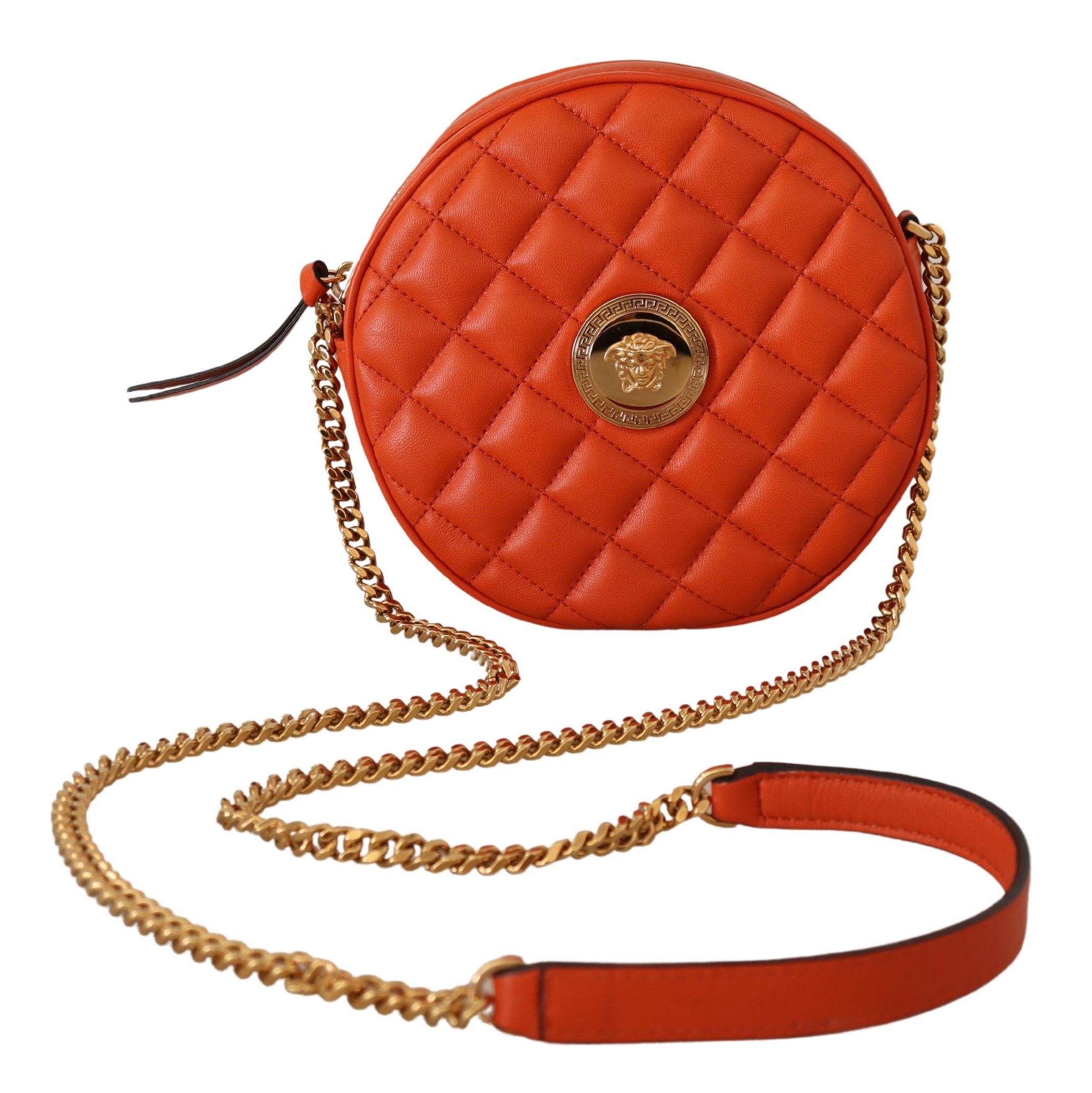 Versace Vrouwen Rode Nappa Leren Medusa Ronde Crossbody Tas