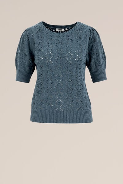 WE Fashion - Dames Gebreide trui - Regular fit - Groenblauw - Maat: S