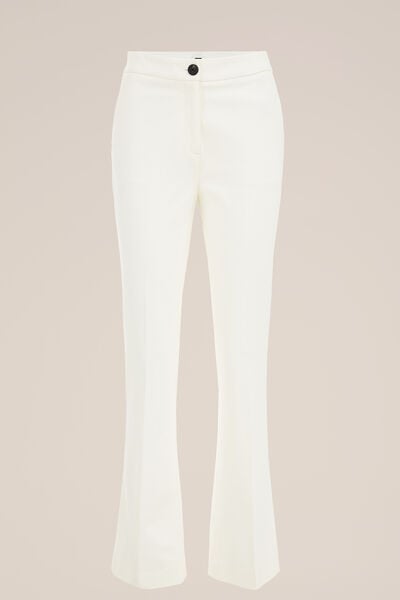 WE Fashion - Dames Slim fit flared pantalon met stretch - Slim Fit - Wit - Viscose - Maat: 42