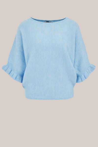 WE Fashion - Dames gebreide trui - Regular fit - Lichtblauw - Maat: XXL