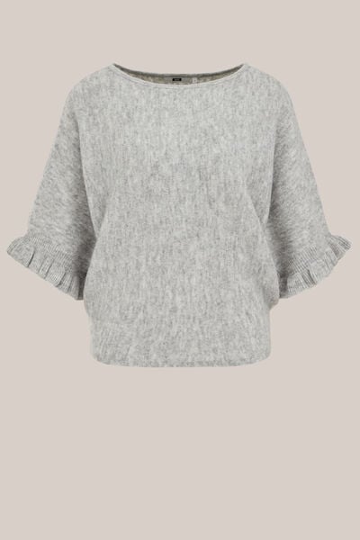 WE Fashion - Dames gebreide trui - Regular fit - Lichtgrijs gemeleerd - Maat: XXL