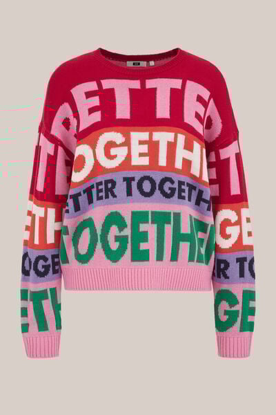 WE Fashion - Dames gebreide trui inclusief bijpassend kerstornament - Regular fit - Multikleur - Maat: S