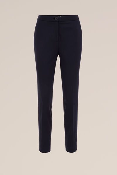 WE Fashion - Dames slim fit jersey pantalon met stretch - Slim Fit - Marineblauw - Viscose - Maat: 32