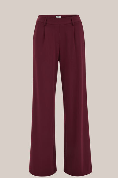 WE Fashion - Dames straight leg jersey pantalon met stretch - Regular fit - Bordeauxrood - Maat: XL
