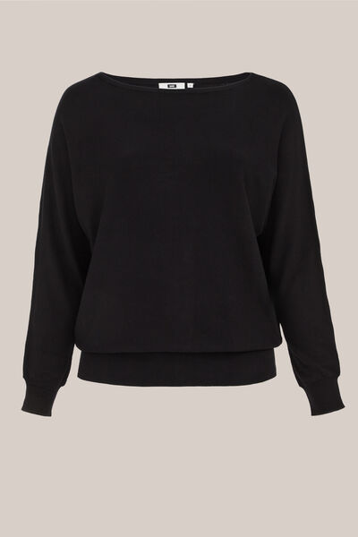 WE Fashion - Dames trui - Curve - Regular fit - Zwart - LENZING™ ECOVERO™ viscose - Plus Size Maat: 52