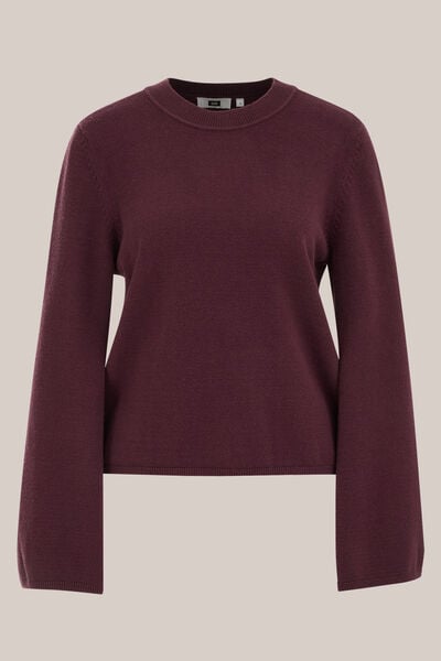 WE Fashion - Dames trui - Regular fit - Aubergine - Livaeco™ Viscose - Maat: XS