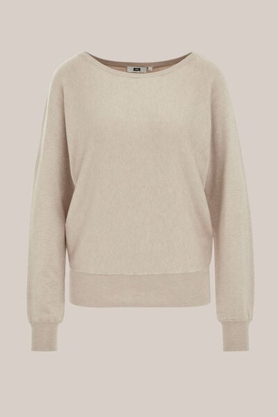 WE Fashion - Dames trui met boothals - Regular fit - Beige - Viscose - Maat: L