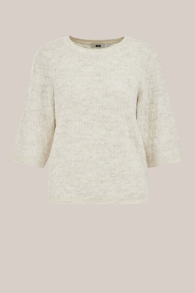 WE Fashion - Dames trui met opengewerkte structuur - Regular fit - Beige - Maat: XXL