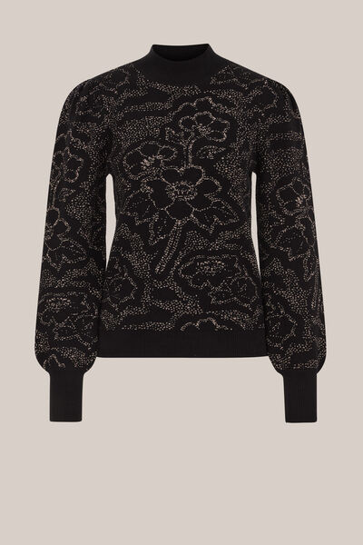 WE Fashion - Dames trui met print - Regular fit - Zwart - Katoen - Maat: XS