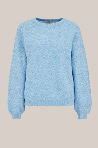 WE Fashion - Dames trui met structuur - Regular fit - Blauw - Maat: XXXL