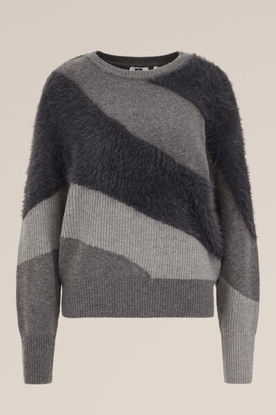 WE Fashion - Dames trui met structuur - Regular fit - Grijs - Maat: XXXL