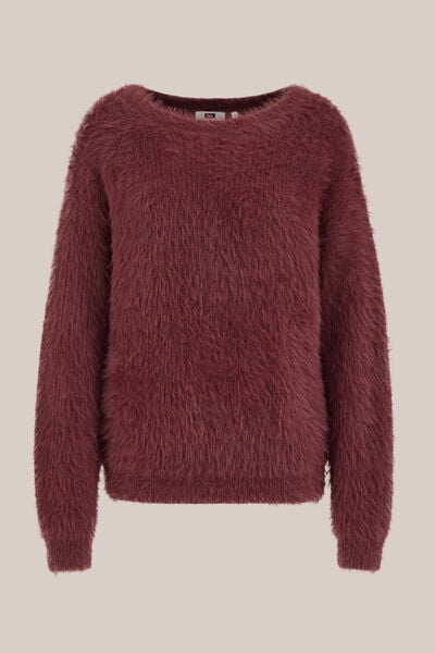 WE Fashion - Dames trui met structuur - Regular fit - Rood - Maat: M