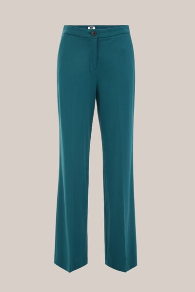 WE Fashion - Dames wide leg jersey pantalon met stretch - Regular fit - Groen - Viscose - Maat: 32