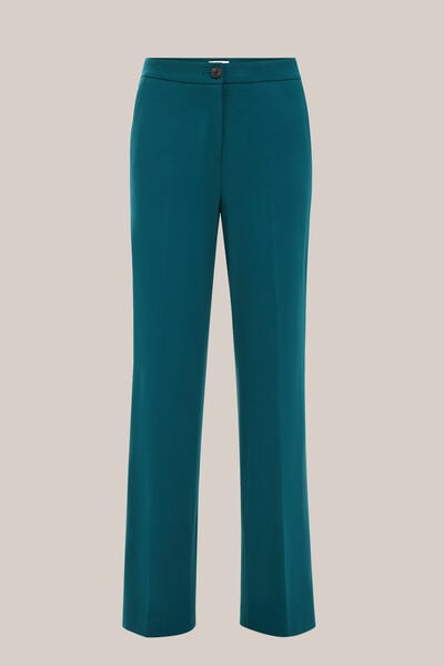 WE Fashion - Dames wide leg jersey pantalon met stretch - Regular fit - Groenblauw - Viscose - Maat: 40