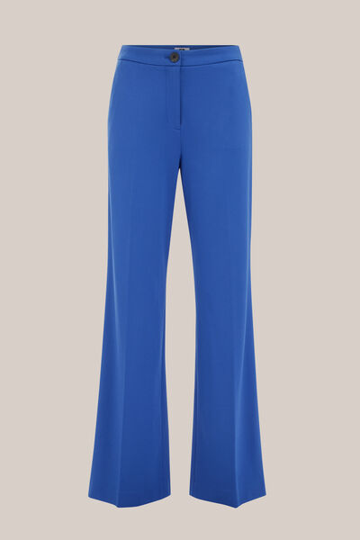 WE Fashion - Dames wide leg jersey pantalon met stretch - Regular fit - Kobaltblauw - Viscose - Maat: 44