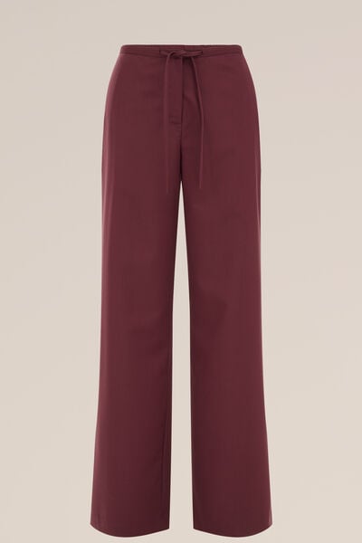 WE Fashion - Dames wide leg pantalon - Regular fit - Bordeauxrood - Maat: 36