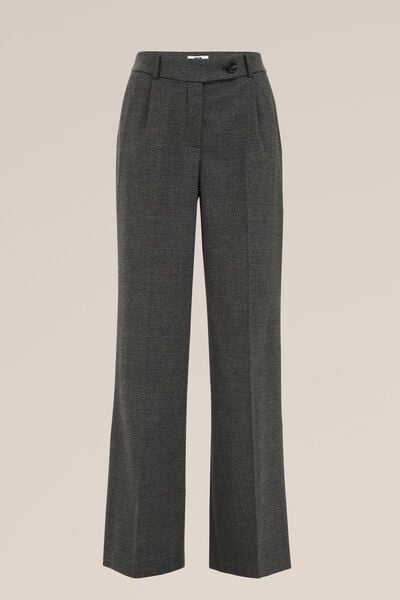 WE Fashion - Dames wide leg pantalon met ruit - Regular fit - Zwart - Maat: 44