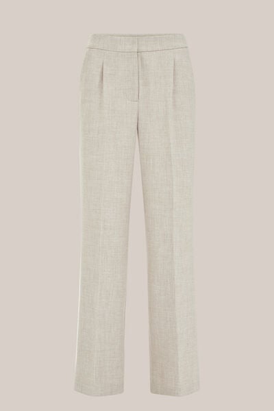 WE Fashion - Dames wide leg pantalon met structuur - Regular fit - Beige - Maat: 44