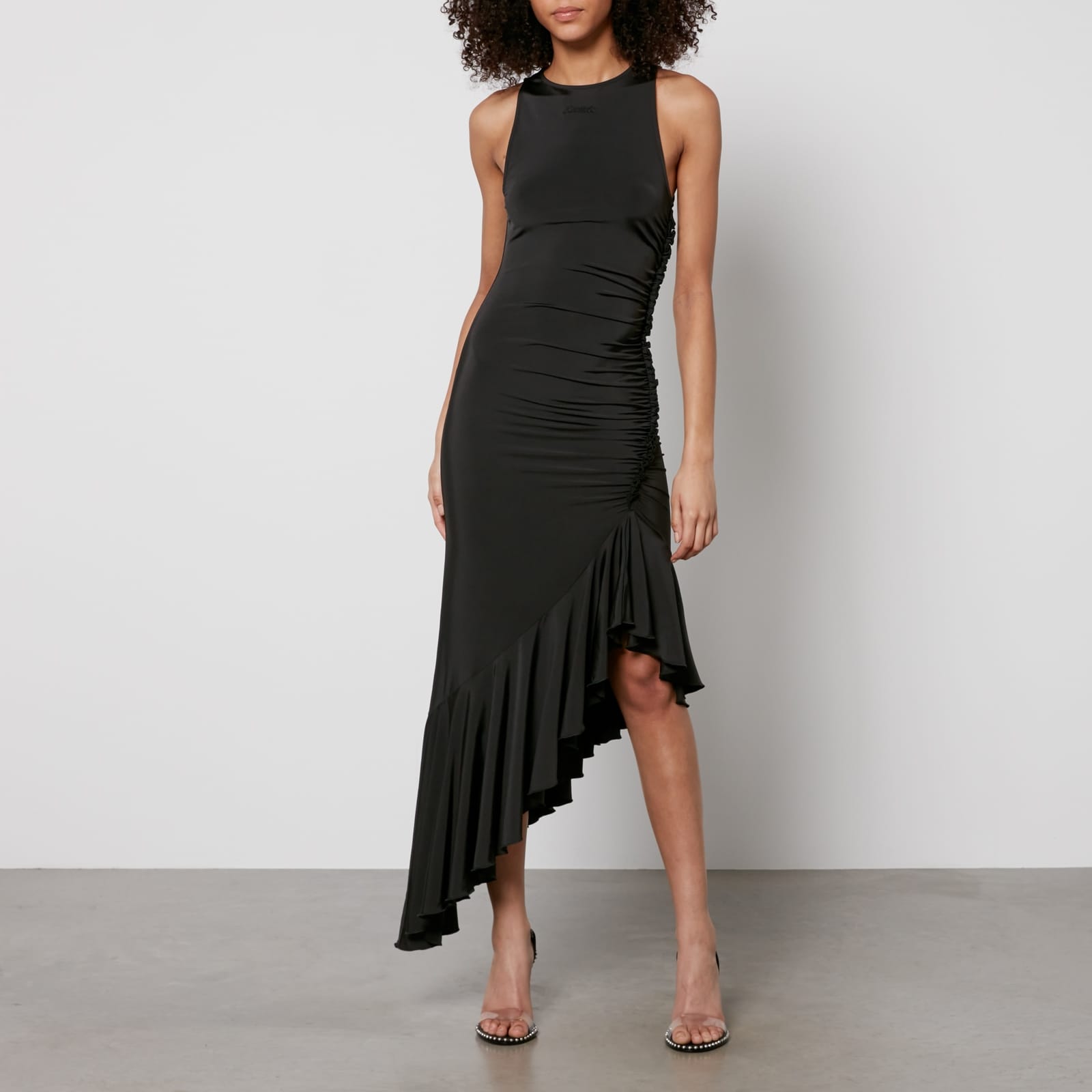 Women's ROTATE Birger Christensen Slinky Asymmetric Dress in Black