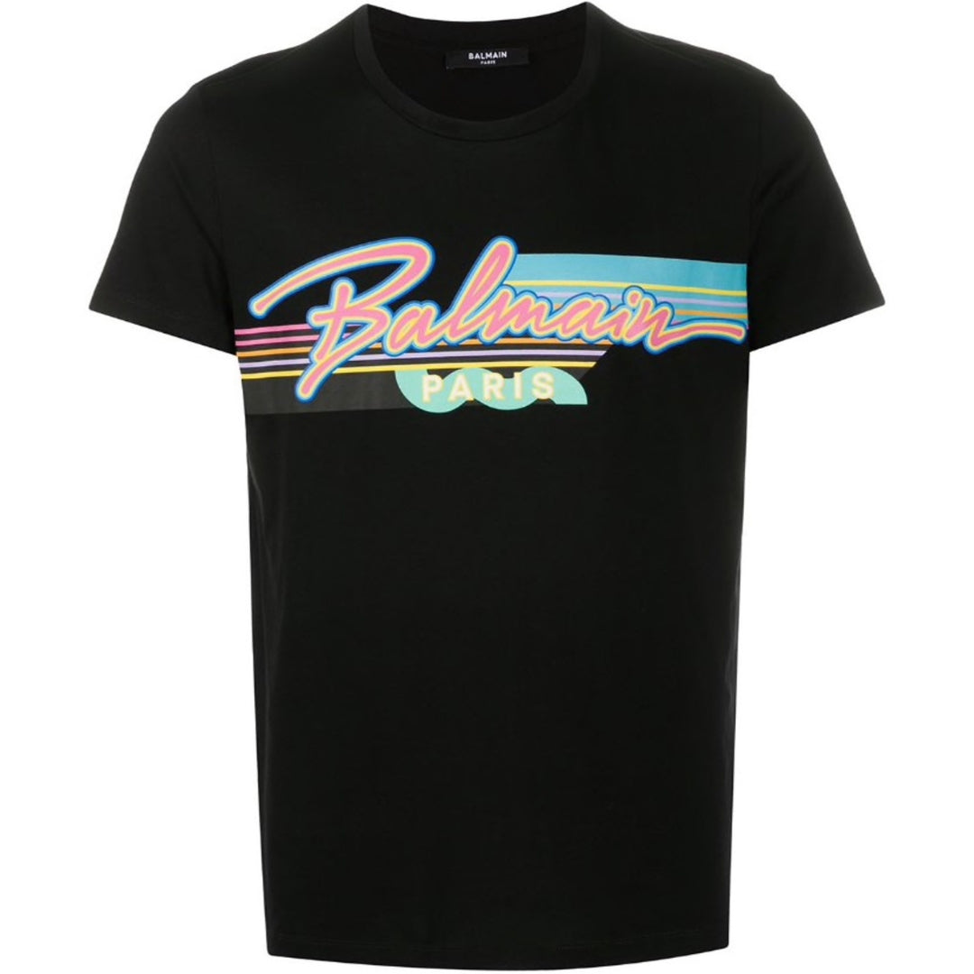 Balmain Paris Retro Logo Zwart T-shirt