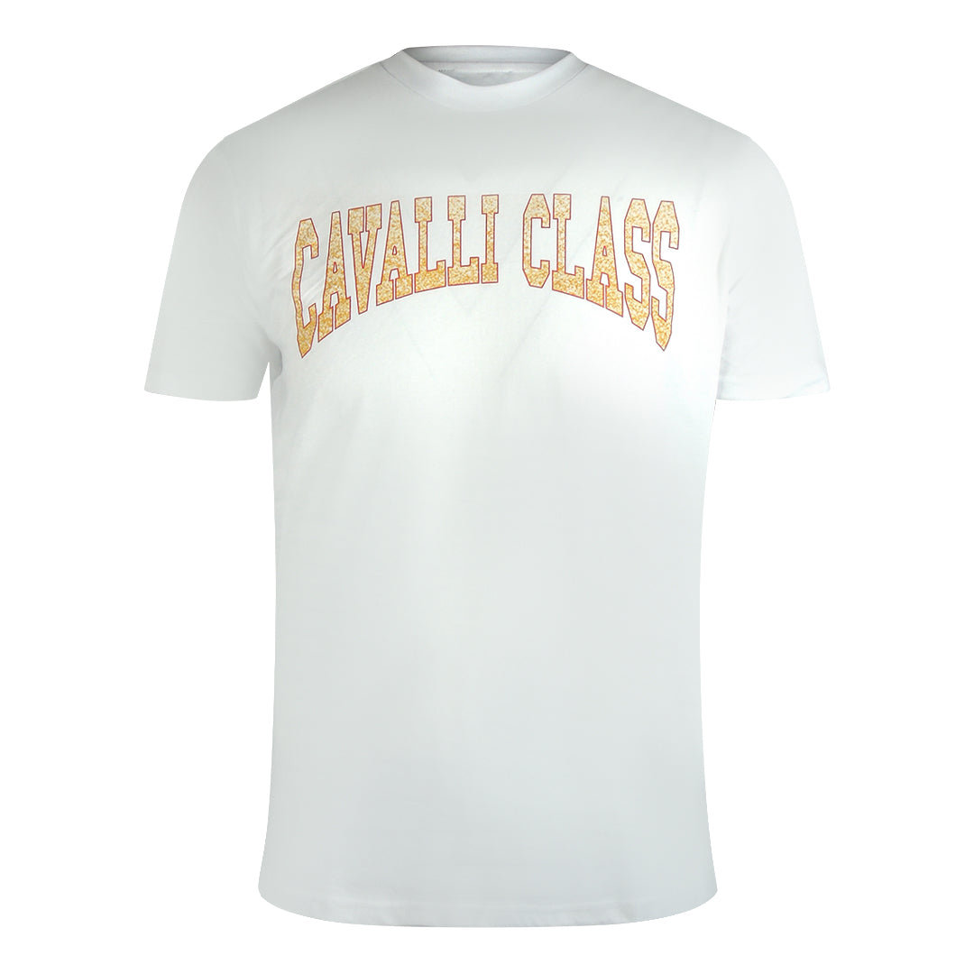 Cavalli Class Varsity Logo Off White T-shirt - maat XL