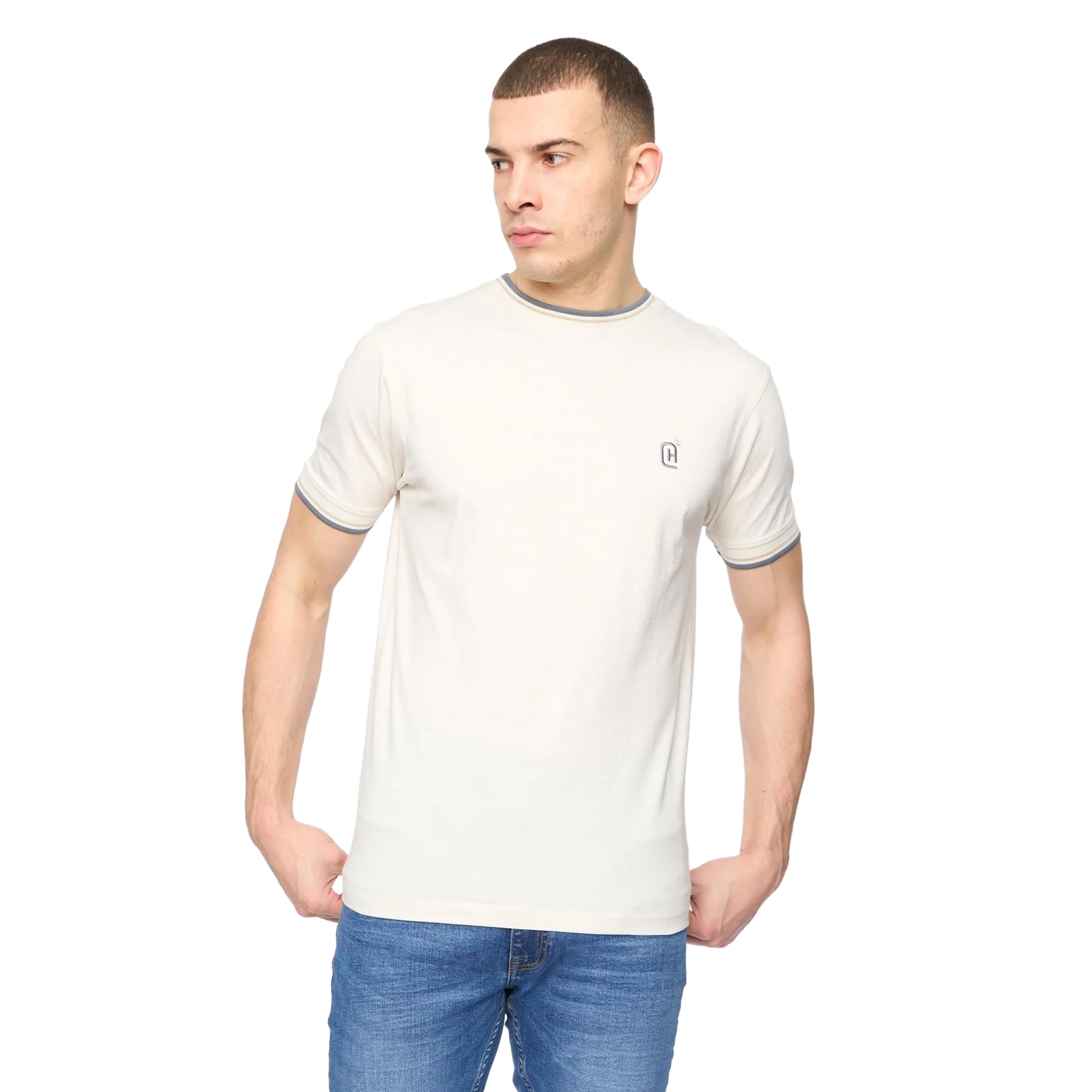 Crosshatch Heren Deuxtip T-Shirt (Off White) - maat XL