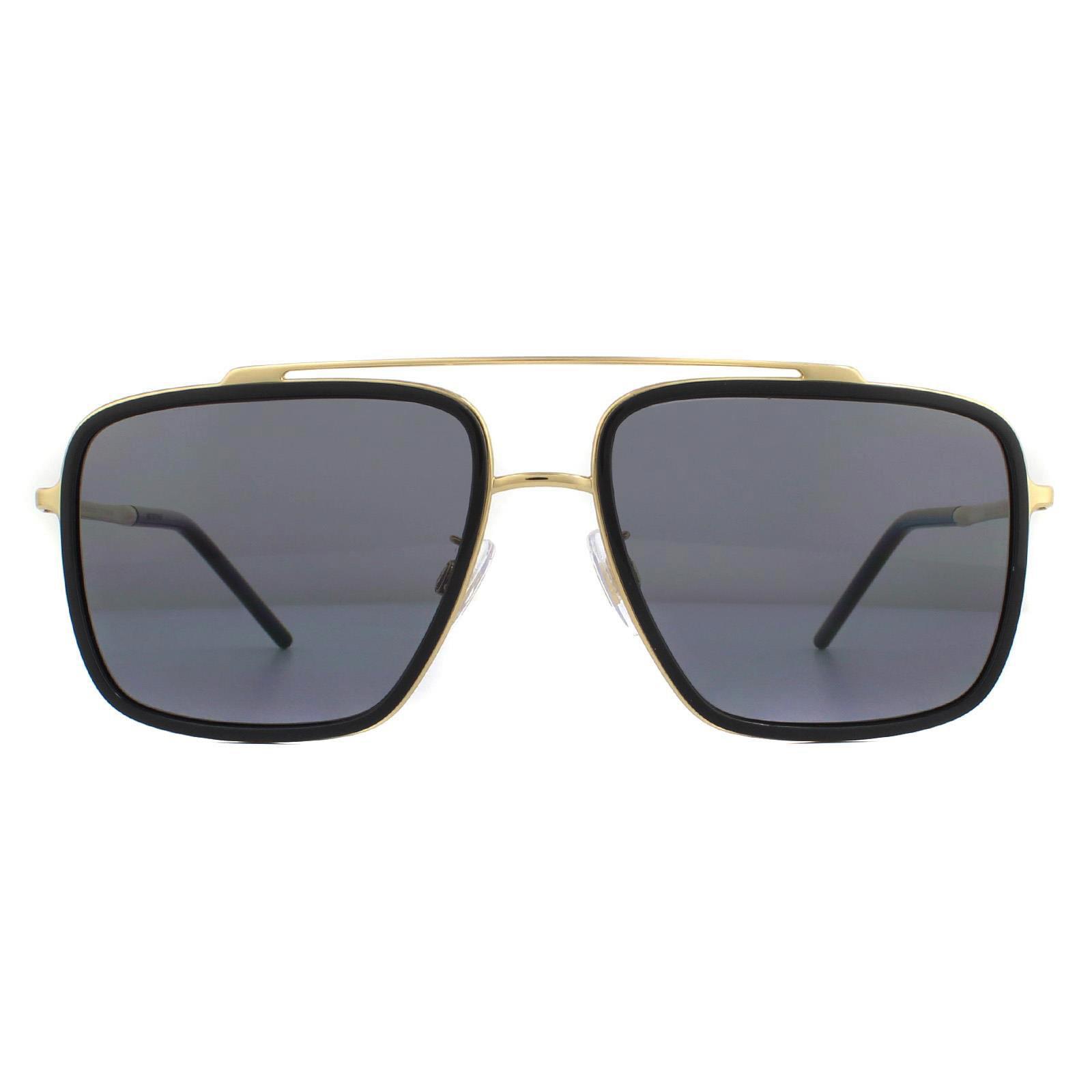 DOLCE & GABBANA Zonnebril DG2220 02/81 Goud En Zwart Bruin Verloop Gepolariseerd - maat One Size
