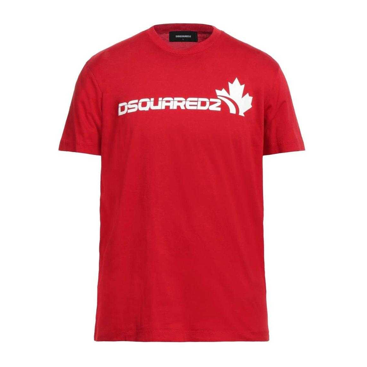 DSquared2 Heren Maple Leaf Logo T-Shirt (Rood/Wit) - maat 5XL