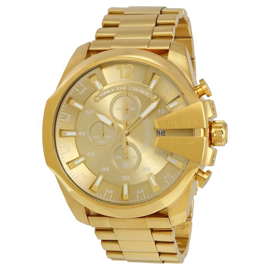 Diesel Mega Chief Heren Gouden Horloge DZ4360 - maat One Size