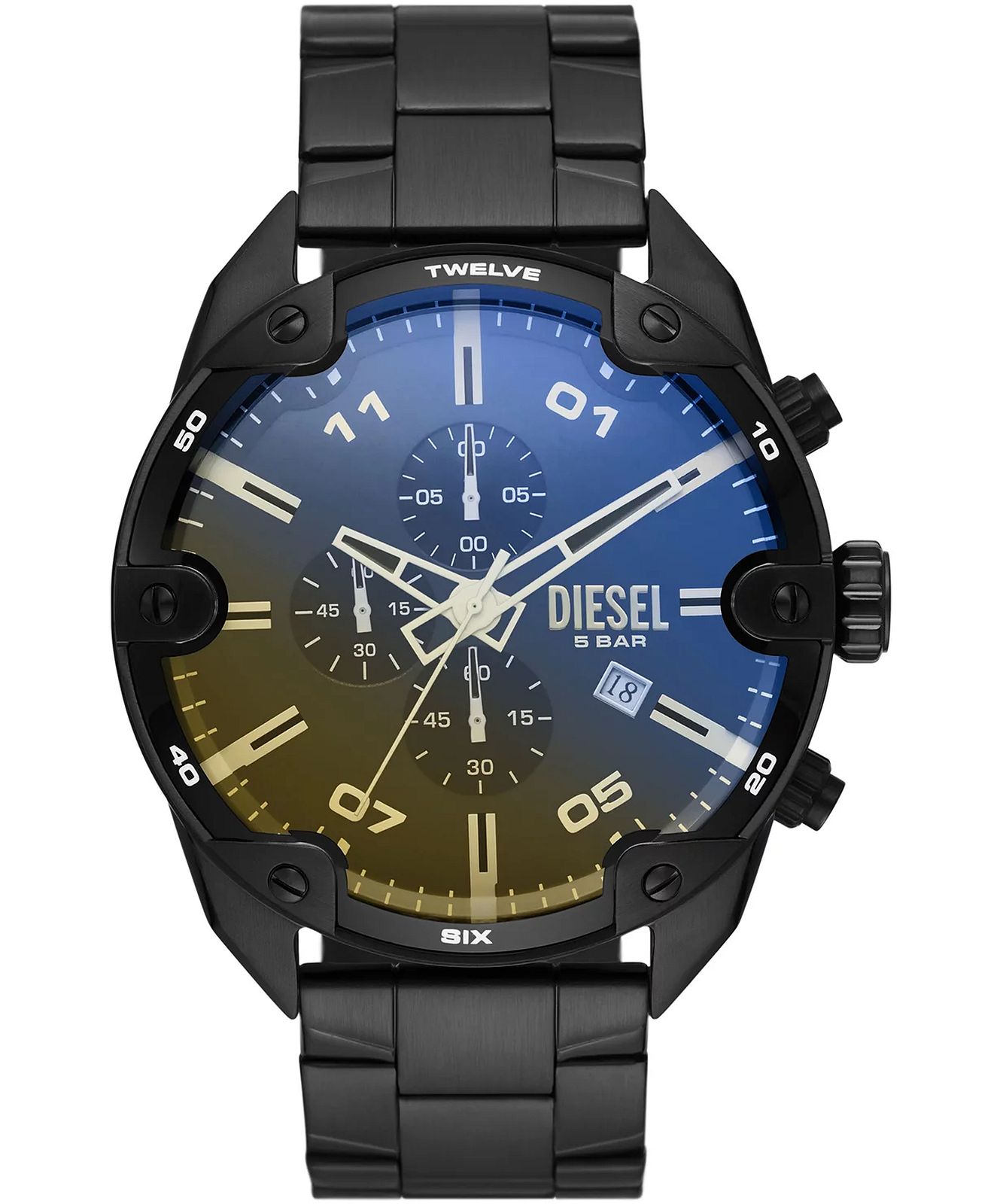 Diesel Spiked Heren Horloge Zwart DZ4609 - maat One Size