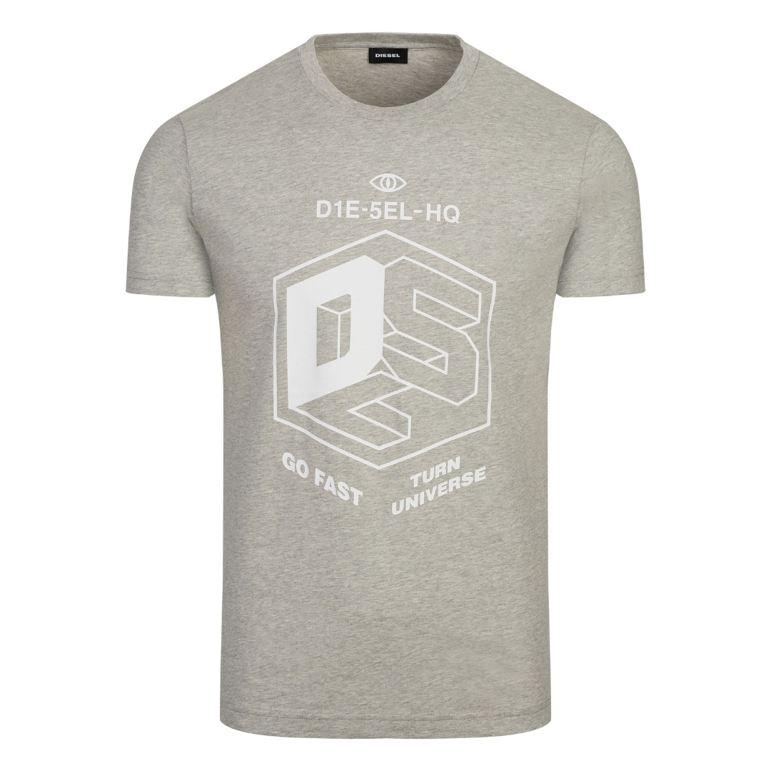 Diesel T-Diego-A3 'DSL' Box Logo Grijs T-Shirt - maat XL