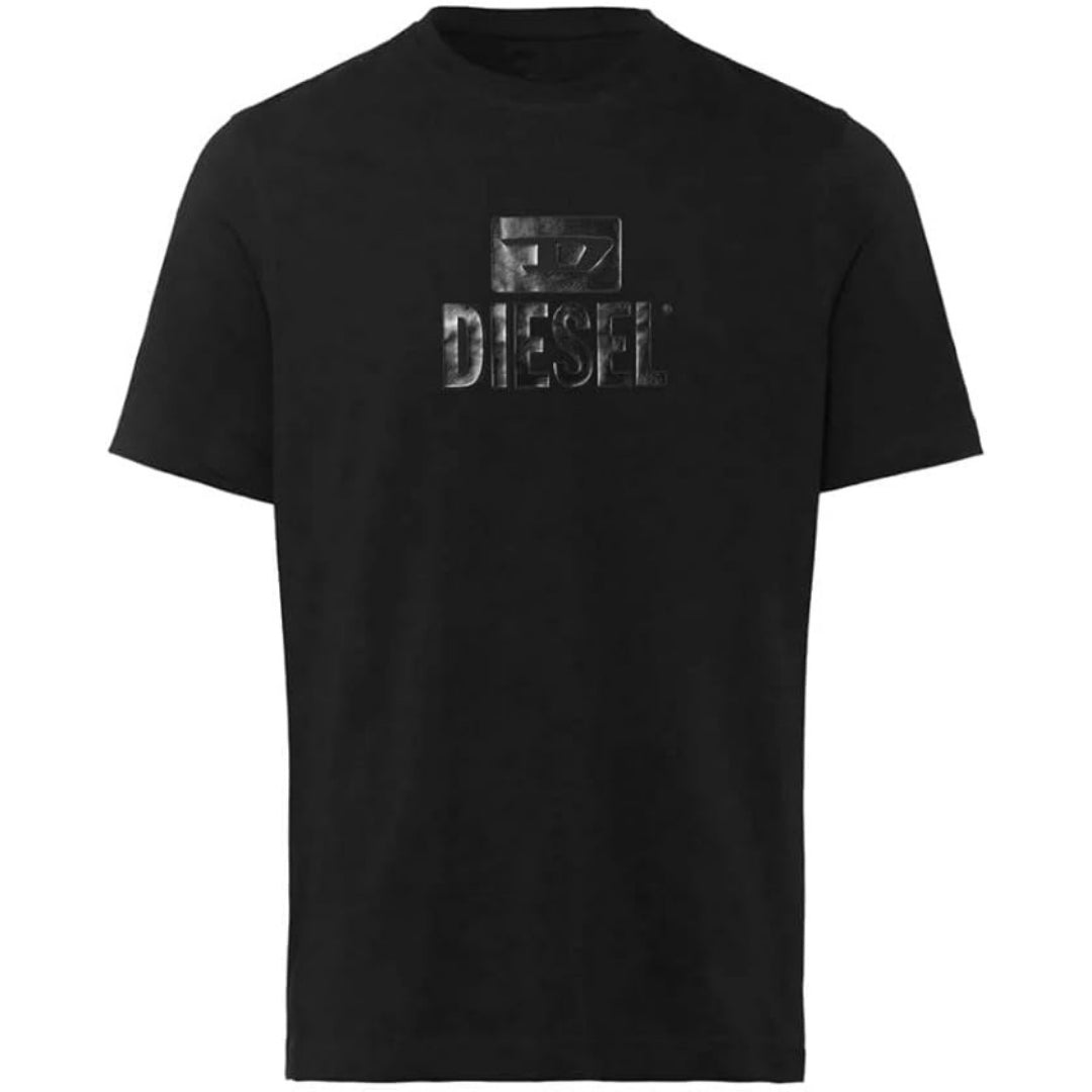 Diesel groot blok D monotoon logo zwart T-shirt - maat L