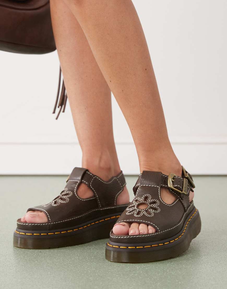 Dr. Martens - Dunnet - Sandalen in Braun mit Blumendesign