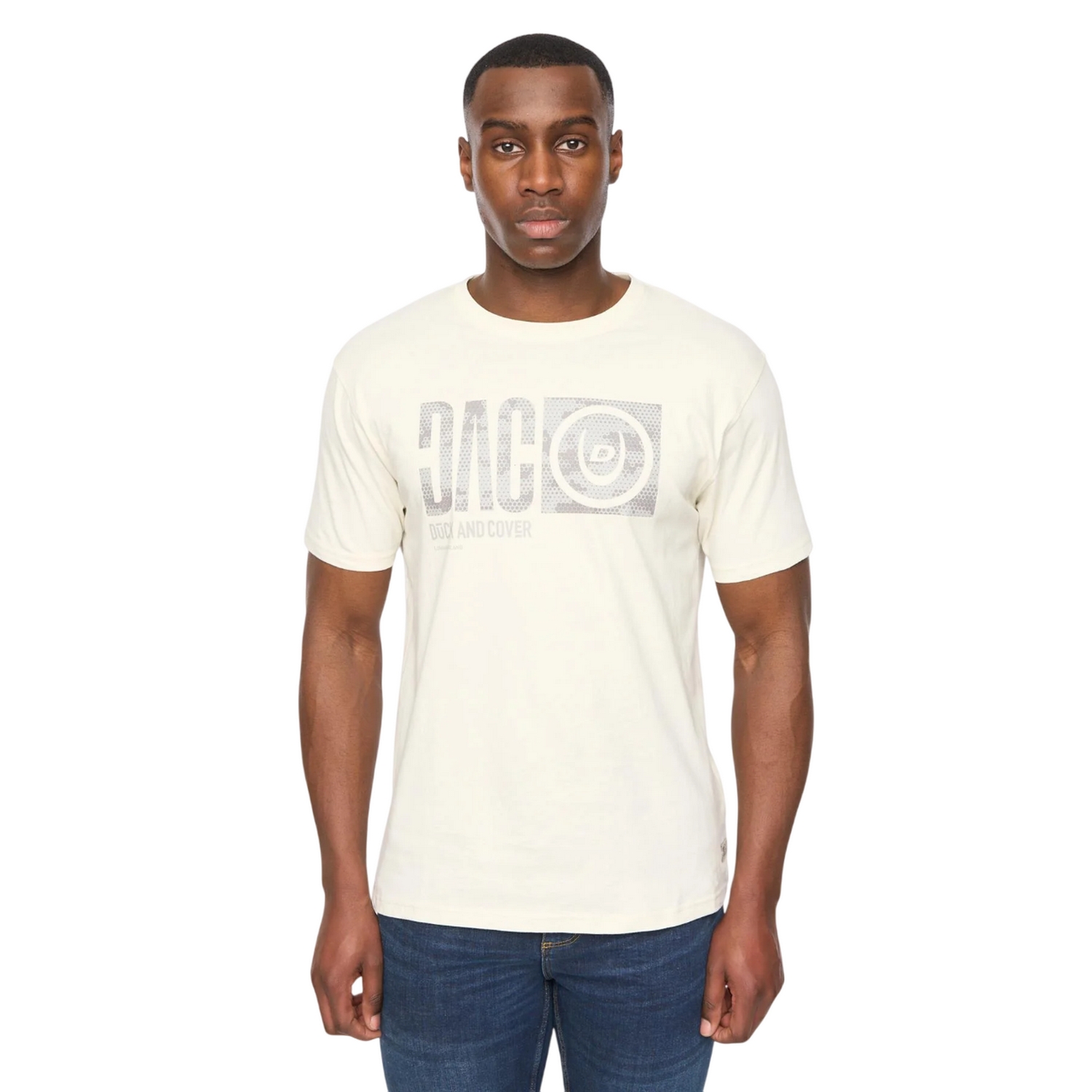 Duck and Cover Heren Hexocamo T-shirt (Off White) - maat L