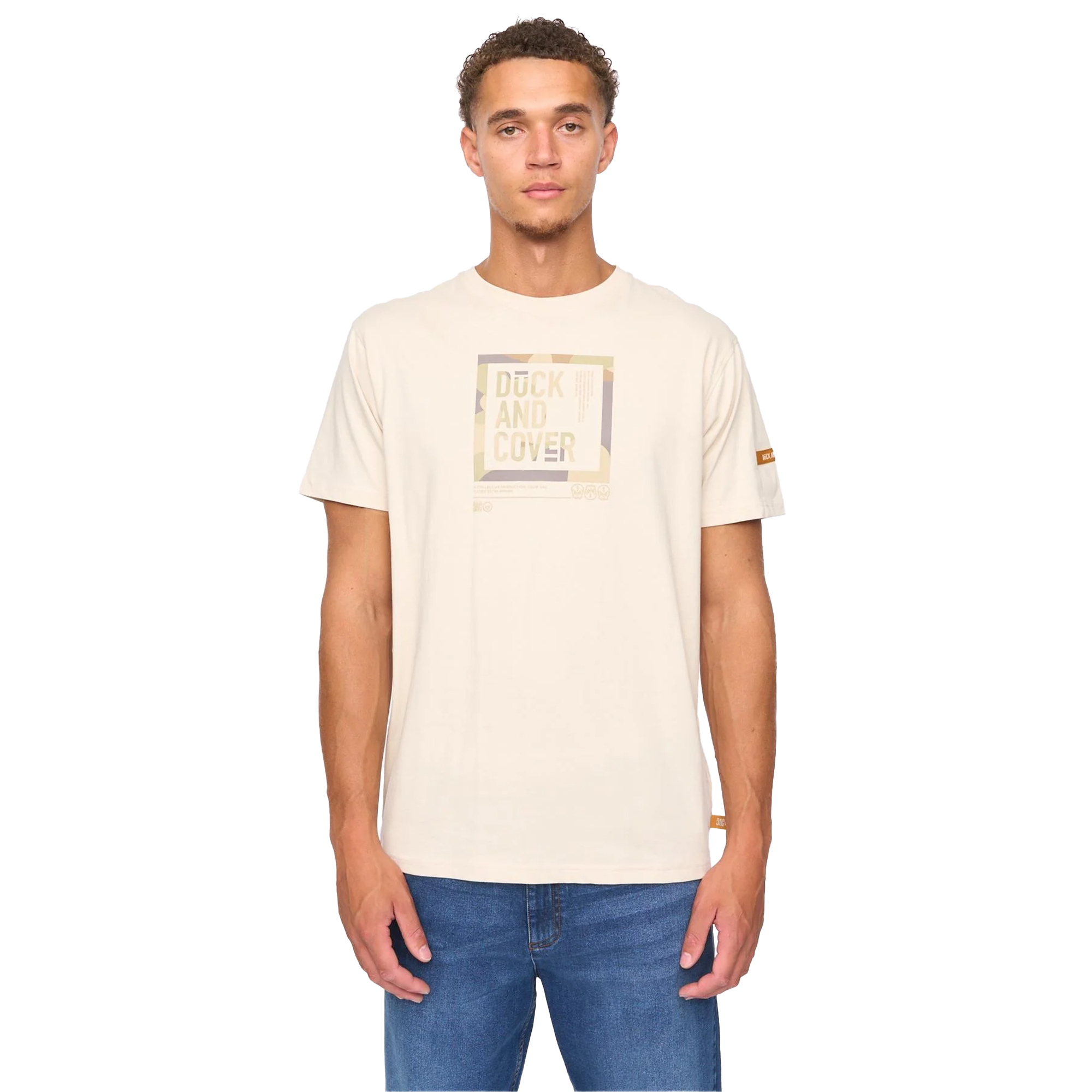 Duck and Cover Mannen Primatic T-Shirt (Off White) - maat L