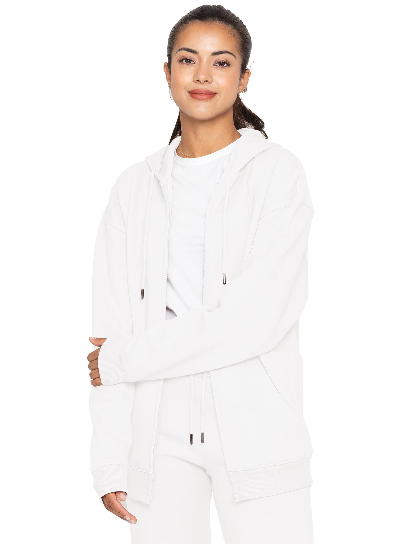Enzo | Hoodie met oversized ritssluiting voor dames - Off White - maat M